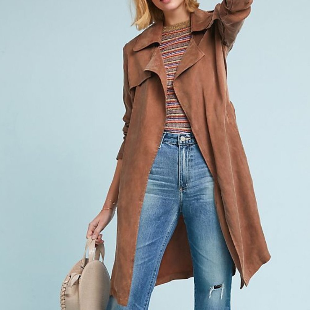 Anthropologie Moth Carrie Trench Coat Taupe S